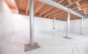Crawl space structural support jacks installed in Greenville