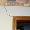 A large settlement crack on interior drywall in a Xenia home.