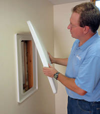 wall anchor covers installed in a foundation repair for a Latonia, KY home.