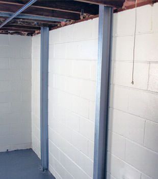 A PowerBrace™ i-beam foundation wall repair system in Cincinnati