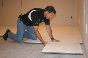 Insulated basement subfloor installation in Dayton