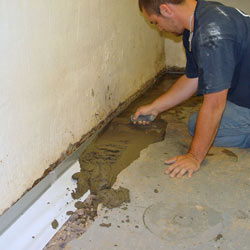Testing a French drain system in a Florence, KY home.
