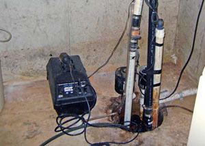 Pedestal sump pump system installed in a home in Xenia