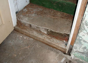 A flooded basement in Miamisburg where water entered through the hatchway door