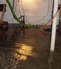 Several feet of floodwaters in a Englewood basement