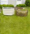 comparison of an old steel basement window well with a new vinyl basement window well in Ohio and Indiana